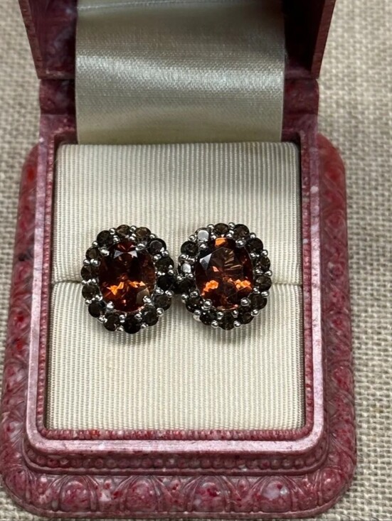 Jewelry - Sterling Silver Mocha Scapolite & Brazilian Smoky Quartz Stud Earrings